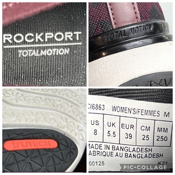 Rockport Total Motion Women Burgundy Leopard Knit Slip On Sneakers Sz 8 - Picture 8 of 8